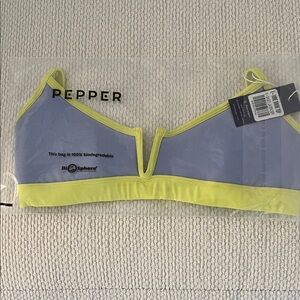 Pepper Women's Swim Top - Light Blue and Yellow